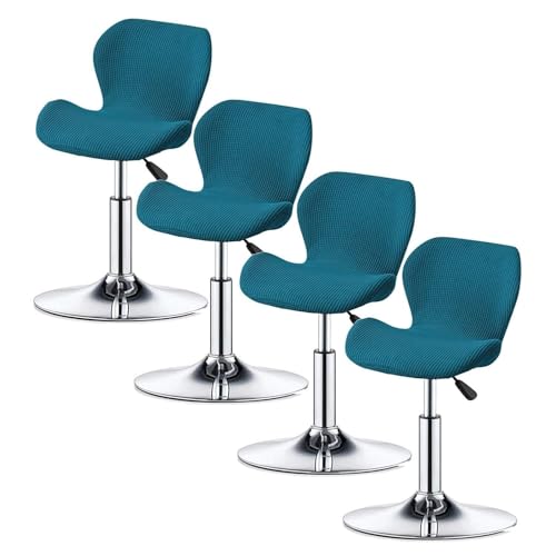 WWQQKJ Stretch-Barstuhlbezüge - Barhockerbezüge mit Rückenlehne Barhockerbezüge Küche Esszimmer Drehbar Moderner Samt Gebogener Barhockerbezug(Peacock Blue,4PCS) von WWQQKJ