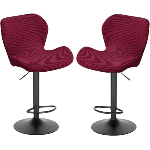 WWQQKJ Stretch-Barstuhlbezüge - Barhockerbezüge mit Rückenlehne Barhockerbezüge Küche Esszimmer Drehbar Moderner Samt Gebogener Barhockerbezug(Red Rosso,2PCS) von WWQQKJ