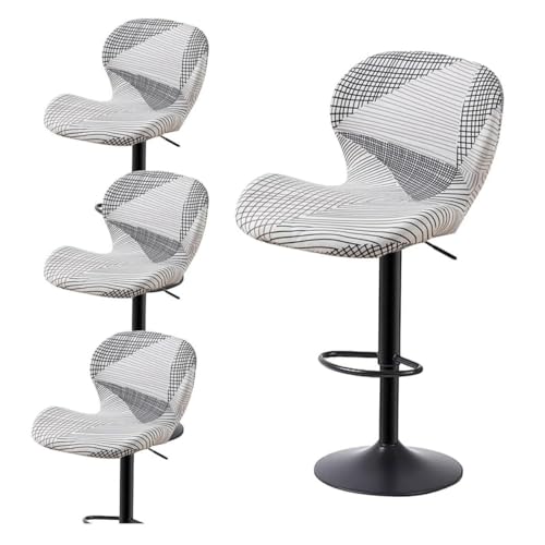 WWQQKJ Stretch-Barstuhlhussen – Barhocker-Bezüge mit Rückenlehne, Küchenhocker-Bezüge, 4 Stück, Stretch-Bezüge for Gebogene Stühle, hoher Hocker-Bezug for die Bartheke(#24,4PCS) von WWQQKJ