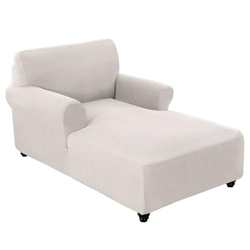 WWQQKJ Stretch-Chaiselongue-Schonbezug mit doppelter Armlehne, Bezug for Wohnzimmer-Chaiselongue, Bezug mit doppelter Armlehne, Chaiselongue-Schonbezug, Chaiselongue-Bezug(Avorio) von WWQQKJ