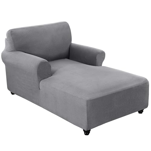 WWQQKJ Stretch-Chaiselongue-Schonbezug mit doppelter Armlehne, Bezug for Wohnzimmer-Chaiselongue, Bezug mit doppelter Armlehne, Chaiselongue-Schonbezug, Chaiselongue-Bezug(Grigio Chiaro) von WWQQKJ