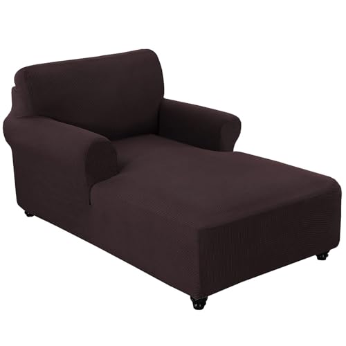 WWQQKJ Stretch-Chaiselongue-Schonbezug mit doppelter Armlehne, Bezug for Wohnzimmer-Chaiselongue, Bezug mit doppelter Armlehne, Chaiselongue-Schonbezug, Chaiselongue-Bezug(Marrone) von WWQQKJ