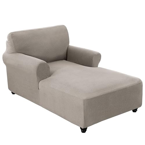 WWQQKJ Stretch-Chaiselongue-Schonbezug mit doppelter Armlehne, Bezug for Wohnzimmer-Chaiselongue, Bezug mit doppelter Armlehne, Chaiselongue-Schonbezug, Chaiselongue-Bezug(Tortora) von WWQQKJ