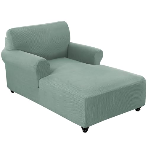 WWQQKJ Stretch-Chaiselongue-Schonbezug mit doppelter Armlehne, Bezug for Wohnzimmer-Chaiselongue, Bezug mit doppelter Armlehne, Chaiselongue-Schonbezug, Chaiselongue-Bezug(Verde) von WWQQKJ