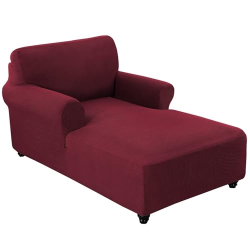 WWQQKJ Stretch-Chaiselongue-Schonbezug mit doppelter Armlehne, Bezug for Wohnzimmer-Chaiselongue, Bezug mit doppelter Armlehne, Chaiselongue-Schonbezug, Chaiselongue-Bezug(Vino Rosso) von WWQQKJ