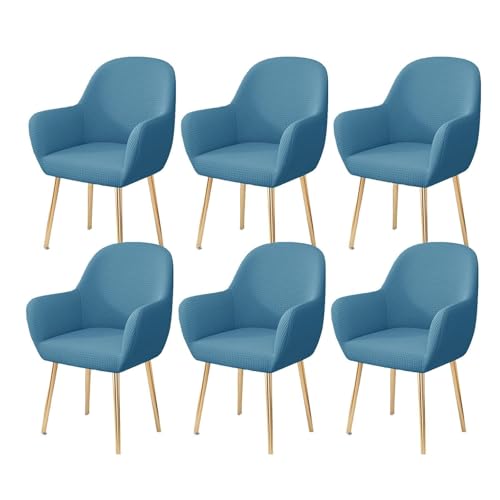 WWQQKJ Stretch-Esszimmerstuhl-Schonbezug, Abnehmbarer Stuhlbezug for Wohnzimmer-Schreibtischstühle, Weicher Spandex-Esszimmerstuhlbezug, Waschbar(Blu,6 Pezzo) von WWQQKJ