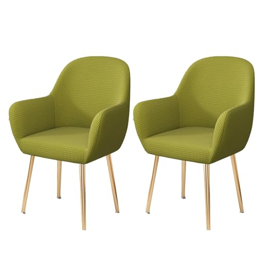WWQQKJ Stretch-Esszimmerstuhl-Schonbezug, Abnehmbarer Stuhlbezug for Wohnzimmer-Schreibtischstühle, Weicher Spandex-Esszimmerstuhlbezug, Waschbar(Giallo Verde,2 Pezzo) von WWQQKJ