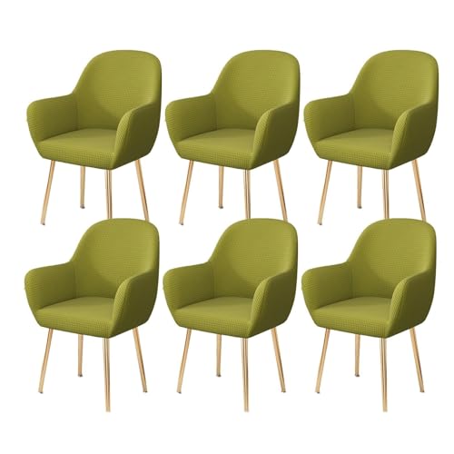 WWQQKJ Stretch-Esszimmerstuhl-Schonbezug, Abnehmbarer Stuhlbezug for Wohnzimmer-Schreibtischstühle, Weicher Spandex-Esszimmerstuhlbezug, Waschbar(Giallo Verde,6 Pezzo) von WWQQKJ