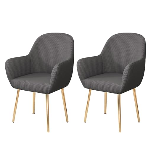 WWQQKJ Stretch-Esszimmerstuhl-Schonbezug, Abnehmbarer Stuhlbezug for Wohnzimmer-Schreibtischstühle, Weicher Spandex-Esszimmerstuhlbezug, Waschbar(Grigio Scuro,2 Pezzo) von WWQQKJ