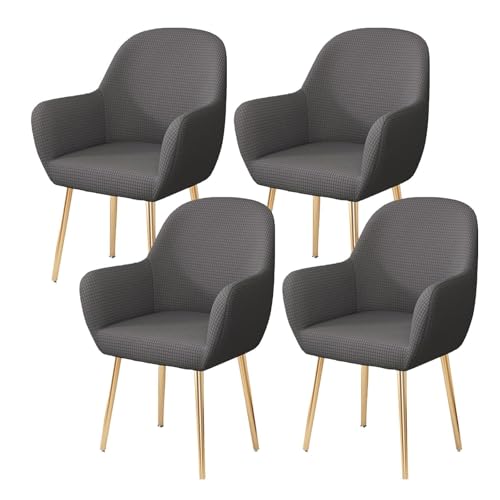 WWQQKJ Stretch-Esszimmerstuhl-Schonbezug, Abnehmbarer Stuhlbezug for Wohnzimmer-Schreibtischstühle, Weicher Spandex-Esszimmerstuhlbezug, Waschbar(Grigio Scuro,4 Pezzo) von WWQQKJ