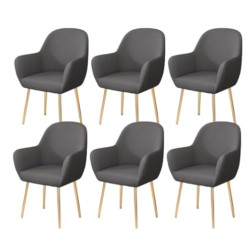 WWQQKJ Stretch-Esszimmerstuhl-Schonbezug, Abnehmbarer Stuhlbezug for Wohnzimmer-Schreibtischstühle, Weicher Spandex-Esszimmerstuhlbezug, Waschbar(Grigio Scuro,6 Pezzo) von WWQQKJ