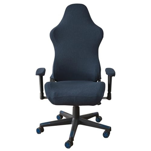 WWQQKJ Stretch-Gaming-Stuhlbezug, ergonomischer Gaming-Stuhlbezug, Bürostuhlbezug mit Armlehnen/Stuhlrückenlehne for Computerspielstuhl (Color : Navy Blue) von WWQQKJ