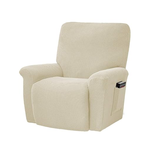 WWQQKJ Stretch Jacquard Rutschfester 4-teiliger Relaxsesselbezug, Relaxsessel-Sitzbezug(Beige) von WWQQKJ