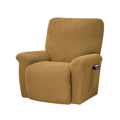 WWQQKJ Stretch Jacquard Rutschfester 4-teiliger Relaxsesselbezug, Relaxsessel-Sitzbezug(Golden) von WWQQKJ