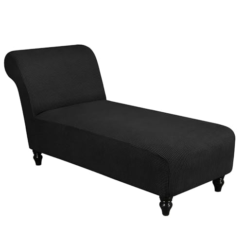 WWQQKJ Stretch-Jacquard-Sitzbezüge for Liegestühle, Polyester-Möbelbezug mit Tasche for Sofa und Wohnzimmersofa (Color : Black) von WWQQKJ
