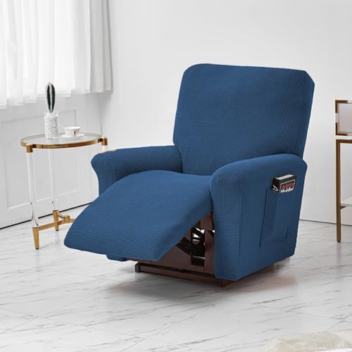 WWQQKJ Stretch-Jacquard-Sitzbezüge for Liegestühle, Polyester-Möbelbezug mit Tasche for Sofa und Wohnzimmersofa (Color : Un Blu Reale.) von WWQQKJ