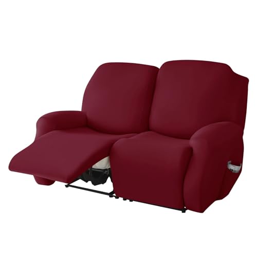 WWQQKJ Stretch-Liegesofabezug for 1-, 2- und 3-Sitzer, Relax-Liegesofabezug, Liegestuhlbezug, Möbelschutz (Color : Burgundy, Size : 2 Seater) von WWQQKJ