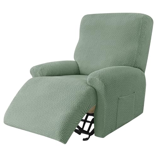 WWQQKJ Stretch-Liegestuhlbezug, 4-teiliger Liegestuhlbezug, Jacquard-Liegestuhl-Schonbezüge, Rutschfester Liegestuhlschutz, Möbelschutz, abnehmbar, waschbar, for das Wohnzimmer(Green) von WWQQKJ