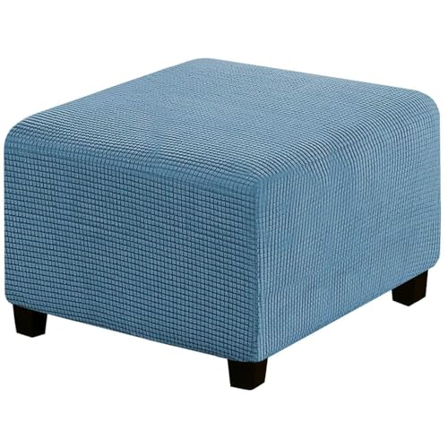 WWQQKJ Stretch-Pouf-Bezug, Sofabezug, Ottoman-Bezug, Stretch-Stoff, Jacquard-Polsterbezug(Blu Polvere,XL) von WWQQKJ