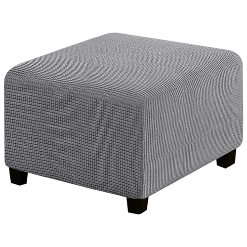 WWQQKJ Stretch-Pouf-Bezug, Sofabezug, Ottoman-Bezug, Stretch-Stoff, Jacquard-Polsterbezug(Grigio,Large) von WWQQKJ