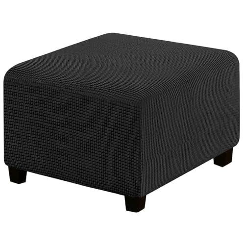 WWQQKJ Stretch-Pouf-Bezug, Sofabezug, Ottoman-Bezug, Stretch-Stoff, Jacquard-Polsterbezug(Nero,XL) von WWQQKJ
