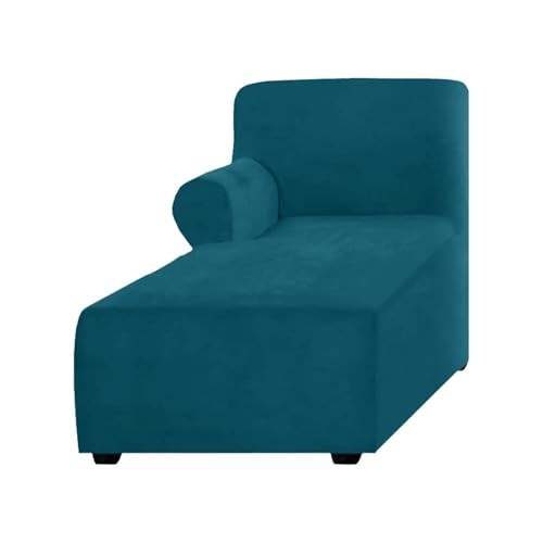 WWQQKJ Stretch-Samt-Chaiselongue-Schonbezug, Chaiselongue-Bezug Links/rechts for das Schlafzimmer im Innenbereich, maschinenwaschbar(Blu Pavone,Left) von WWQQKJ