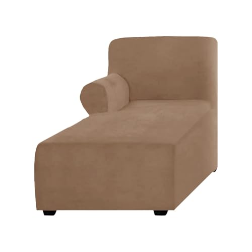 WWQQKJ Stretch-Samt-Chaiselongue-Schonbezug, Chaiselongue-Bezug Links/rechts for das Schlafzimmer im Innenbereich, maschinenwaschbar(Cammello,Left) von WWQQKJ