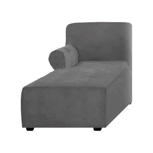 WWQQKJ Stretch-Samt-Chaiselongue-Schonbezug, Chaiselongue-Bezug Links/rechts for das Schlafzimmer im Innenbereich, maschinenwaschbar(Grigio,Left) von WWQQKJ
