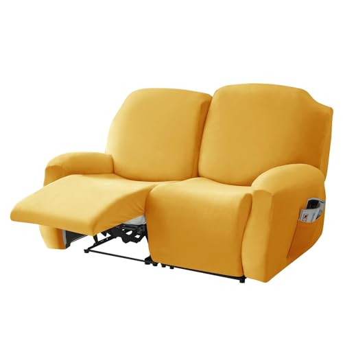 WWQQKJ Stretch-Samt-Liegesofabezug for 1-, 2- oder 3-Sitzer-Möbel (Color : ORO, Size : 2 Seater (6 PCS)) von WWQQKJ