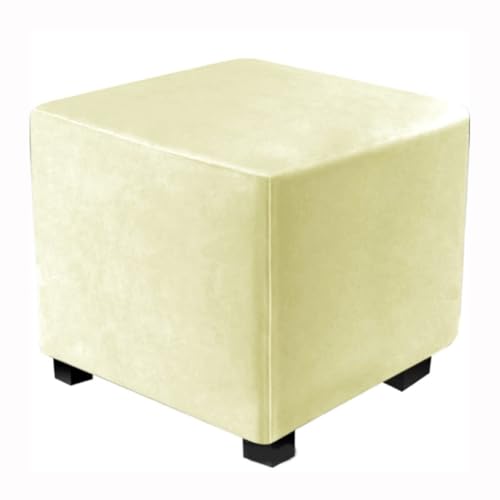 WWQQKJ Stretch-Samt-Quadrat-Pouf-Bezug 40 x 40/60 x 60/90 x 90 cm Kleiner quadratischer Pouf-Bezug Quadratischer Ottoman-Pouf-Bezug und Sofa-Bezug Fußhocker-Bezug(Beige Beige,80X80cm(32x32in)) von WWQQKJ