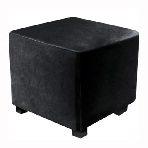 WWQQKJ Stretch-Samt-Quadrat-Pouf-Bezug 40 x 40/60 x 60/90 x 90 cm Kleiner quadratischer Pouf-Bezug Quadratischer Ottoman-Pouf-Bezug und Sofa-Bezug Fußhocker-Bezug(Black Nero,60x60cm(24x24in)) von WWQQKJ