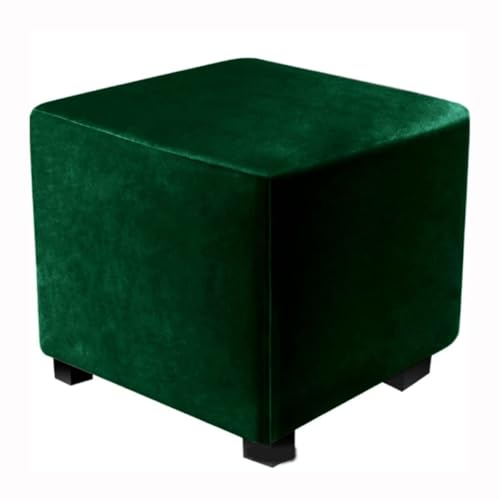 WWQQKJ Stretch-Samt-Quadrat-Pouf-Bezug 40 x 40/60 x 60/90 x 90 cm Kleiner quadratischer Pouf-Bezug Quadratischer Ottoman-Pouf-Bezug und Sofa-Bezug Fußhocker-Bezug(Dark Green,80X80cm(32x32in)) von WWQQKJ