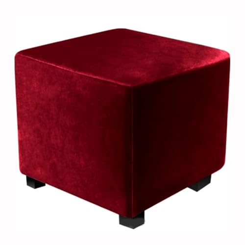 WWQQKJ Stretch-Samt-Quadrat-Pouf-Bezug 40 x 40/60 x 60/90 x 90 cm Kleiner quadratischer Pouf-Bezug Quadratischer Ottoman-Pouf-Bezug und Sofa-Bezug Fußhocker-Bezug(Deep Red,60x60cm(24x24in)) von WWQQKJ