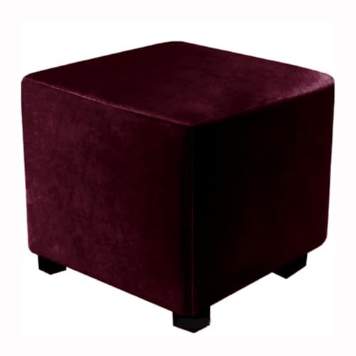 WWQQKJ Stretch-Samt-Quadrat-Pouf-Bezug 40 x 40/60 x 60/90 x 90 cm Kleiner quadratischer Pouf-Bezug Quadratischer Ottoman-Pouf-Bezug und Sofa-Bezug Fußhocker-Bezug(Fuchsia,80X80cm(32x32in)) von WWQQKJ