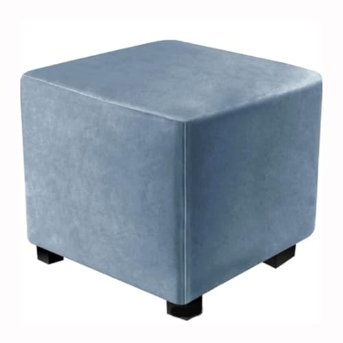 WWQQKJ Stretch-Samt-Quadrat-Pouf-Bezug 40 x 40/60 x 60/90 x 90 cm Kleiner quadratischer Pouf-Bezug Quadratischer Ottoman-Pouf-Bezug und Sofa-Bezug Fußhocker-Bezug(Gray Blue,60x60cm(24x24in)) von WWQQKJ