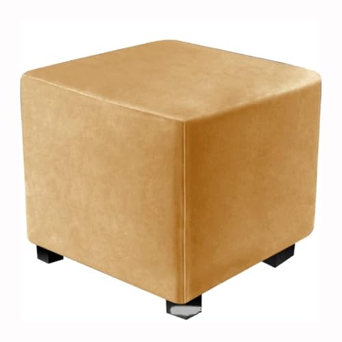 WWQQKJ Stretch-Samt-Quadrat-Pouf-Bezug 40 x 40/60 x 60/90 x 90 cm Kleiner quadratischer Pouf-Bezug Quadratischer Ottoman-Pouf-Bezug und Sofa-Bezug Fußhocker-Bezug(Khaki Cachi,80X80cm(32x32in)) von WWQQKJ