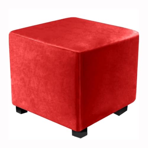 WWQQKJ Stretch-Samt-Quadrat-Pouf-Bezug 40 x 40/60 x 60/90 x 90 cm Kleiner quadratischer Pouf-Bezug Quadratischer Ottoman-Pouf-Bezug und Sofa-Bezug Fußhocker-Bezug(Red Rosso,40x40cm(16x16in)) von WWQQKJ
