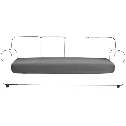 WWQQKJ Stretch-Sofa-Sitzbezug, Samt, elastisches Sofakissen, weicher Kissenbezug, abnehmbares und waschbares Sofa-Sitzkissen for Stühle, Sofas (Color : Grey, Size : 4 posti) von WWQQKJ