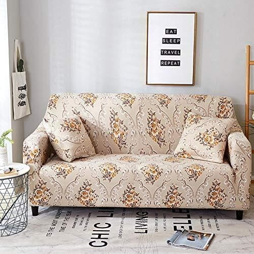 WWQQKJ Stretch-Sofabezüge mit Blumendruck, 1/2/3/4-Sitzer-Sofabezug, universell, Sofa-Schonbezüge for die Wohnzimmerecke(6,4-Seater 235-300cm) von WWQQKJ