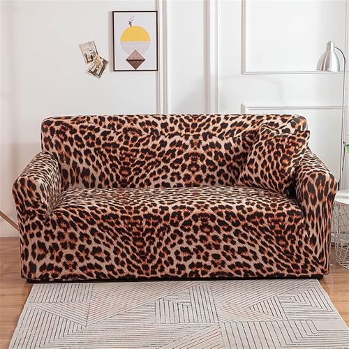 WWQQKJ Stretch-Sofabezug 1/2/3/4-Sitzer, Universal-Sofaschutz, rutschfeste Sofabezug (Leopardenmuster)(1,1 posto(90-140cm)) von WWQQKJ