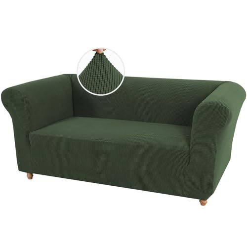 WWQQKJ Stretch-Sofabezug für Chesterfield-Sofa, dicker Jacquard-Sofabezug für 1/2/3-Sitzer, 1 Stück, Rutschfester Möbelschutz für Haustiere (Dark Green, Loveseat) von WWQQKJ