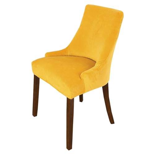 WWQQKJ Stretch-Stuhlbezug mit Rückenlehne und Armlehne, Samt, Esszimmerstuhlbezug, Wohnzimmersesselbezug, Küchenstuhlbezug, Schreibtischsessel, modern(Gold D'oro,6PCS) von WWQQKJ
