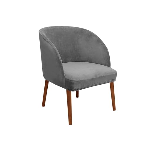 WWQQKJ Stretch-Stuhlhussen aus Samt, runde Rückenlehne mit Armlehnen, 2/4/6 Stück, Schonbezug for Esszimmerstühle, skandinavischer Sessel, Stuhlbezug for Küche und Esszimmer(Gray Grigio,6PCS) von WWQQKJ