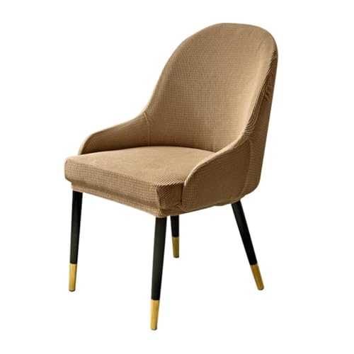 WWQQKJ Stuhlbezug mit Rückenlehne, Elegante Stretch-Esszimmerstuhlbezüge mit Armlehnen Esszimmerstuhlbezug Wohnzimmer Schreibtischstuhlbezug(Brown A,2PCS) von WWQQKJ