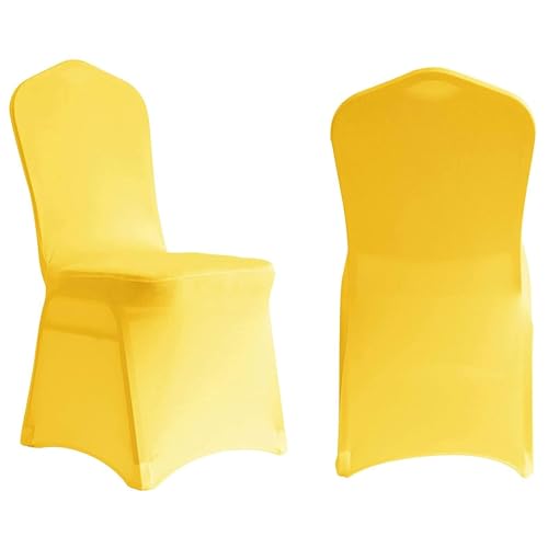WWQQKJ Stuhlhussen aus elastischem Spandex, universelle, abnehmbare und waschbare Stuhlhussen for Hochzeitsfeiern, Bankette, Esszimmermöbel, Stuhlschutz(Giallo,2 Pezzi) von WWQQKJ