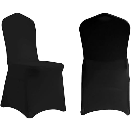 WWQQKJ Stuhlhussen aus elastischem Spandex, universelle, abnehmbare und waschbare Stuhlhussen for Hochzeitsfeiern, Bankette, Esszimmermöbel, Stuhlschutz(Nero,2 Pezzi) von WWQQKJ