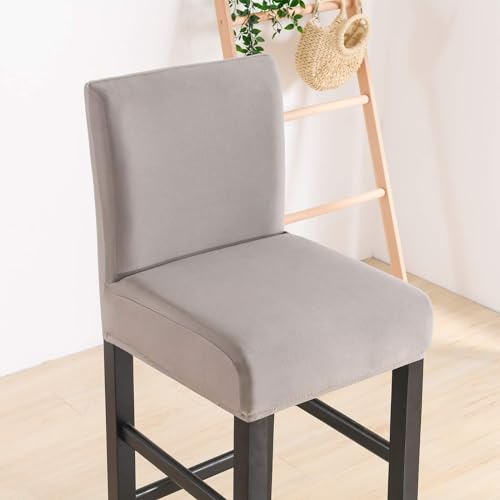 WWQQKJ Stuhlhussen for Barstühle mit kurzer Rückenlehne, Schonbezüge for Hocker mit niedriger Rückenlehne, 4 Stück, Hellgrau(Grigio,4 pezzi) von WWQQKJ