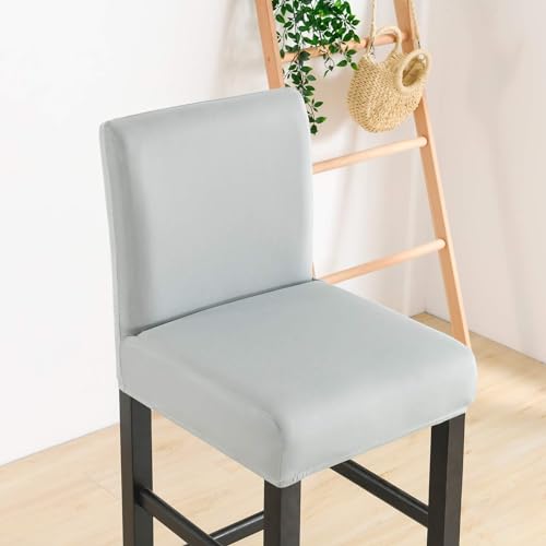 WWQQKJ Stuhlhussen for Barstühle mit kurzer Rückenlehne, Schonbezüge for Hocker mit niedriger Rückenlehne, 4 Stück, Hellgrau(Grigio Chiaro,4 pezzi) von WWQQKJ