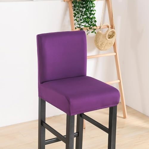 WWQQKJ Stuhlhussen for Barstühle mit kurzer Rückenlehne, Schonbezüge for Hocker mit niedriger Rückenlehne, 4 Stück, Hellgrau(Lilla,6 pezzi) von WWQQKJ