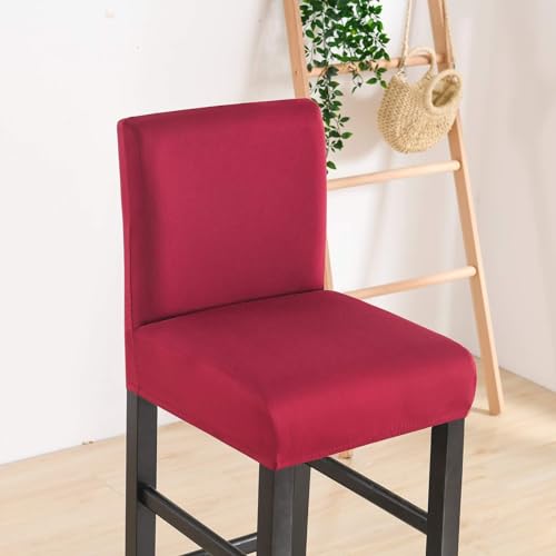 WWQQKJ Stuhlhussen for Barstühle mit kurzer Rückenlehne, Schonbezüge for Hocker mit niedriger Rückenlehne, 4 Stück, Hellgrau(Vino Rosso,4 pezzi) von WWQQKJ